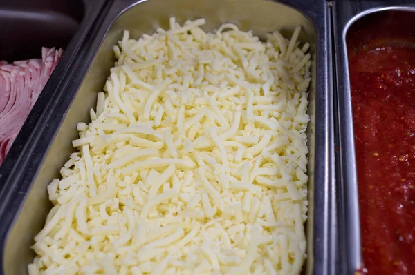 Ingredients for pizza in a italian restaurant