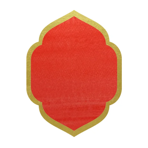 Acquerello Pittura Rosso Oro Cornice Orientale Finestra Islamica Sfondo Stile — Foto Stock