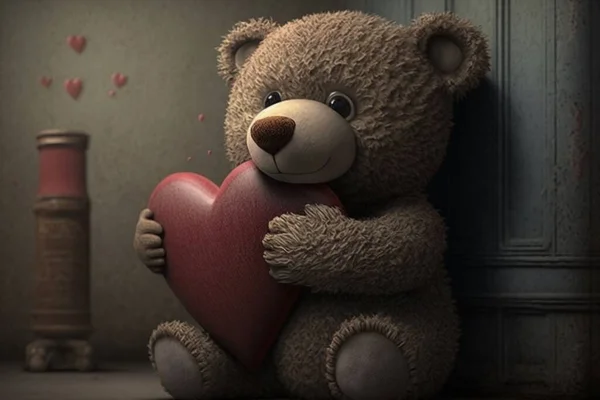 teddy with heart valentines day romantic 3d illustration