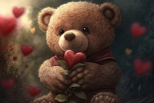 teddy with heart valentines day romantic 3d illustration