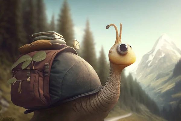 A snail sets off on great adventures of freedom