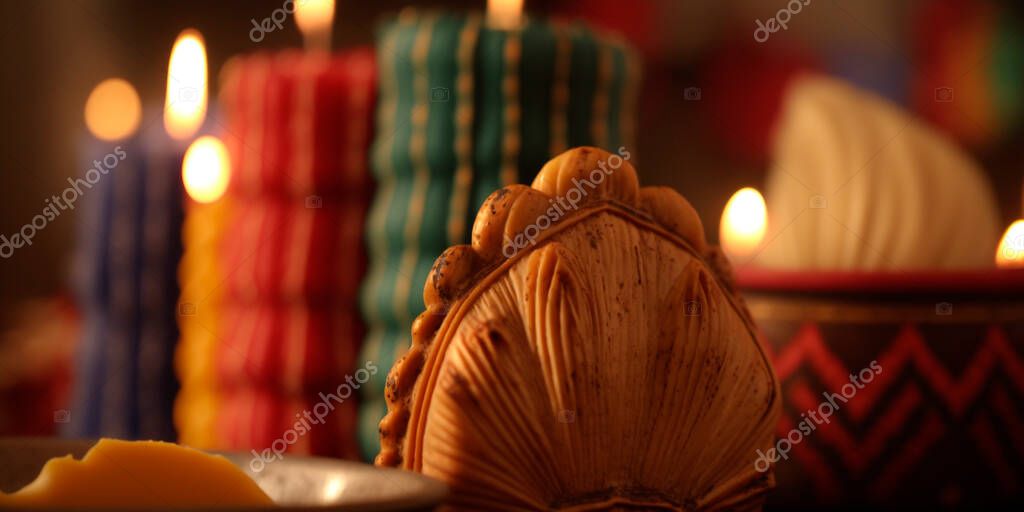 A still life arrangement of candles to honor the Feast of the