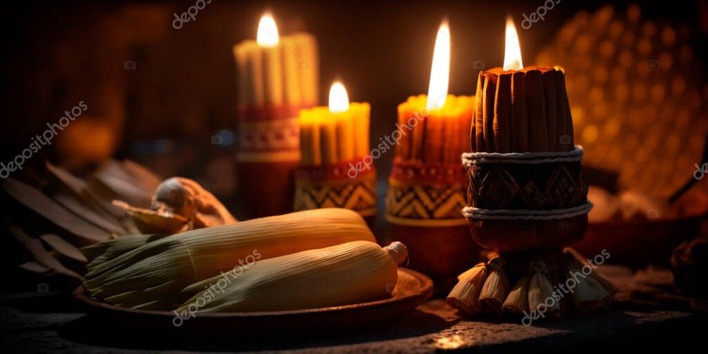 A still life arrangement of candles to honor the Feast of the
