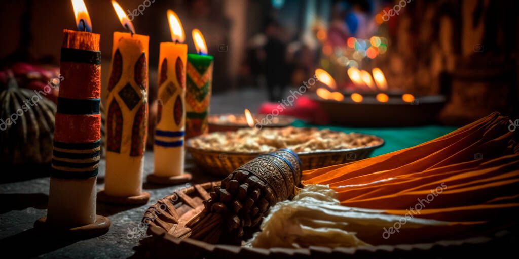 A still life arrangement of candles to honor the Feast of the