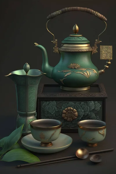 Enjoy a cup of tea in style with this exquisite Chinese jade tea set, featuring a traditional design and delicate craftsmanship