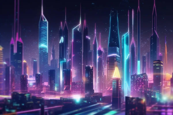 Ilustração abstrata da cidade cyberpunk cidade futurista arte