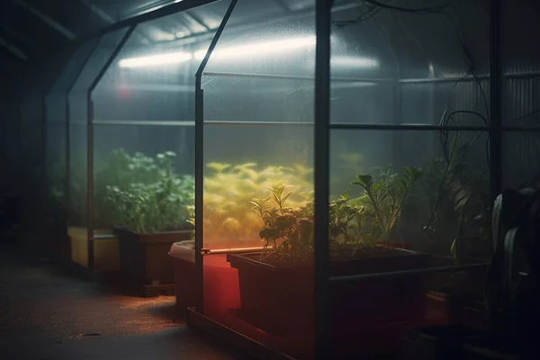 Explore the depths of plant life in this futuristic underground greenhouse laboratory.