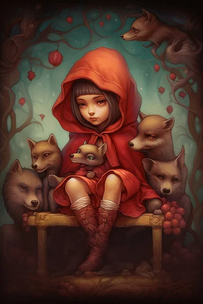 Chapeuzinho Vermelho Ilustração de festa de lobo, lobo, pintura em aquarela,  criança png
