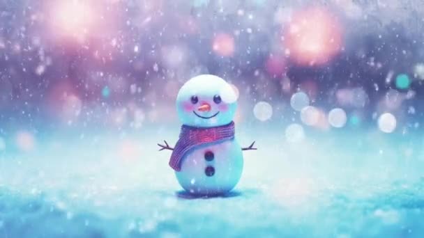 Hombre Nieve Encantador País Las Maravillas Invierno Festivo Con Copos — Vídeos de Stock