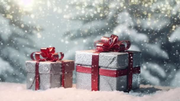 눈송이와 고요한 풍경에 아름답게 감싸인 크리스마스 — 비디오