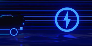 electric car charging battery station, EV vehicle transportaion  concept. 3d illustration rendering, technology of new energy, future of travel