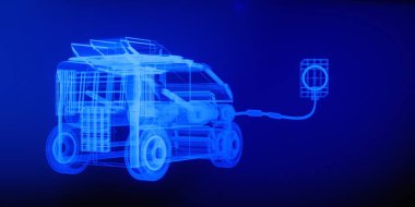 electric car charging battery station, EV vehicle transportaion  concept. 3d illustration rendering, technology of new energy, future of travel