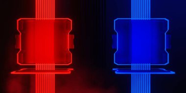 3d illustration rendering of futuristic cyberpunk city, gaming wallpaper scifi background, a esports gamer banner sign of neon glow, versus player challenge