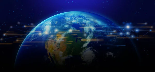 Земля Мережа Інтернету Телекомунікацій Зберігання Даних Земній Кулі Глобальна Мережа — стокове фото