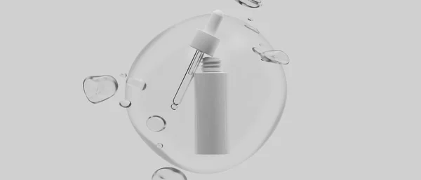Huidverzorging Serum Crème Lotion Cosmetische Fles Weergave Illustratie Mockup Medische — Stockfoto