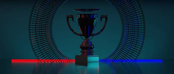Ілюстрація Візуалізація Футуристичного Кіберпанк Міста Кубок Чемпіона Кіберспортсменів Ігрового Наукового — стокове фото