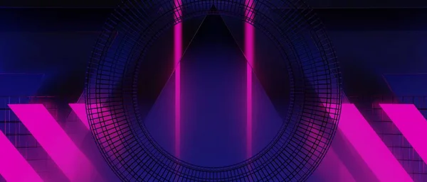 Illustratie Rendering Van Futuristische Cyberpunk Stad Gaming Scifi Podium Display — Stockfoto