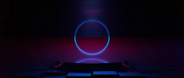 Ilustracja Renderowania Technologii Futurystyczny Wyświetlacz Cyberpunk Scena Gier Scifi Tło — Zdjęcie stockowe