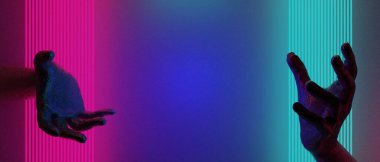 Teknoloji fütüristik siber punk görüntüleme, oyun bilimkurgu sahne kaidesi arka planı, neon ışıklı kürsü ürün podyumunun oyuncu pankartı