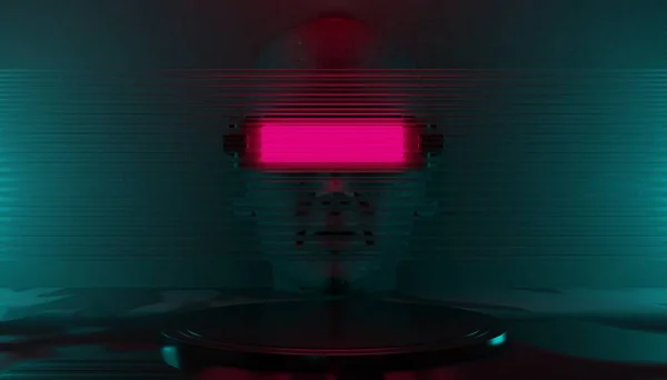 Ilustración Representación Tecnología Futurista Pantalla Cyberpunk Juego Scifi Escenario Pedestal — Foto de Stock