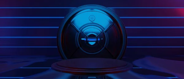 Απεικόνιση Απόδοση Της Τεχνολογίας Φουτουριστικό Οθόνη Cyberpunk Gaming Scifi Στάδιο — Φωτογραφία Αρχείου