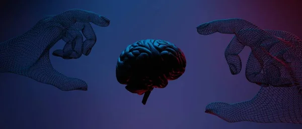 Neuronal Del Cerebro Del Robot Para Red Alta Tecnología Procesamiento —  Fotos de Stock