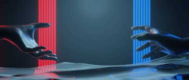 Teknolojinin fütüristik siber punk görüntüleme, oyun bilimkurgu sahne altyapısı