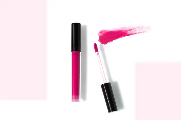 Cosmetic Makeup Skincare Mockup Template Product Lipstick Lip Gloss Smudge — Stock Photo, Image