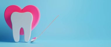 Diş hekimliği için tıbbi sağlık araçlarıyla diş hekimliği için yapılan 3D nesne illüstrasyonu