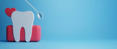 Diş hekimliği için tıbbi sağlık araçlarıyla diş hekimliği için yapılan 3D nesne illüstrasyonu