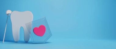 Diş hekimliği için tıbbi sağlık araçlarıyla diş hekimliği için yapılan 3D nesne illüstrasyonu