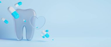 Diş hekimliği için tıbbi sağlık araçlarıyla diş hekimliği için yapılan 3D nesne illüstrasyonu