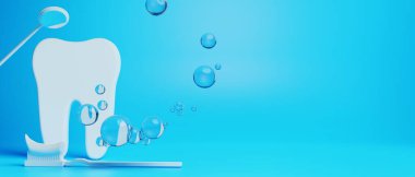 Diş hekimliği için tıbbi sağlık araçlarıyla diş hekimliği için yapılan 3D nesne illüstrasyonu