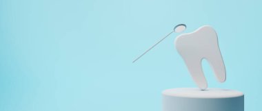 Diş hekimliği için tıbbi sağlık araçlarıyla diş hekimliği için yapılan 3D nesne illüstrasyonu