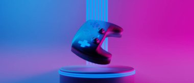 joystick kontrol teknolojisi fütüristik siber punk görüntüleme, oyun bilimkurgu sahne altyapısı