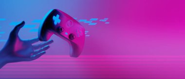 joystick kontrol teknolojisi fütüristik siber punk görüntüleme, oyun bilimkurgu sahne altyapısı