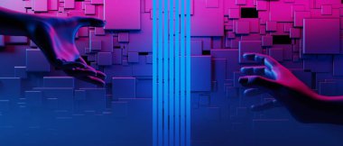 joystick kontrol teknolojisi fütüristik siber punk görüntüleme, oyun bilimkurgu sahne altyapısı