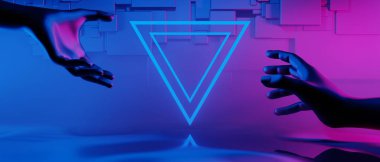 Teknolojinin fütüristik siber punk görüntüleme, oyun bilimkurgu sahne altyapısı