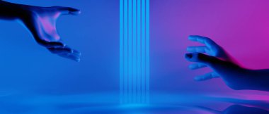 Teknolojinin fütüristik siber punk görüntüleme, oyun bilimkurgu sahne altyapısı