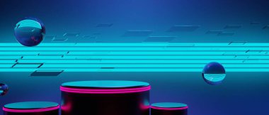 Teknolojinin fütüristik siber punk görüntüleme, oyun bilimkurgu sahne altyapısı