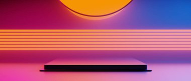 Teknolojinin fütüristik siber punk görüntüleme, oyun bilimkurgu sahne altyapısı