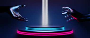 Teknolojinin fütüristik siber punk görüntüleme, oyun bilimkurgu sahne altyapısı