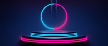 Teknolojinin fütüristik siber punk görüntüleme, oyun bilimkurgu sahne altyapısı