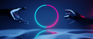 Teknolojinin fütüristik siber punk görüntüleme, oyun bilimkurgu sahne altyapısı