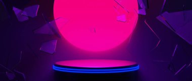 Teknolojinin fütüristik siber punk görüntüleme, oyun bilimkurgu sahne altyapısı