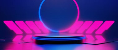 Teknolojinin fütüristik siber punk görüntüleme, oyun bilimkurgu sahne altyapısı