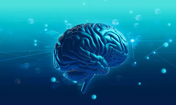 人間の医療イラストの3D脳神経細胞の健康を背景に考えます ストック写真