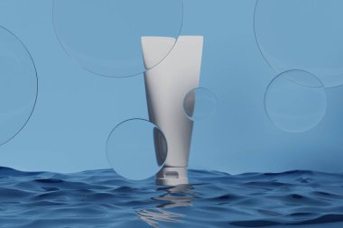 Kozmetik cilt bakımı güzellik kremi maketi, banyo içi, tıbbi sağlık tedavisi, makyaj malzemesi, bir şişe ambalaj tüpü.