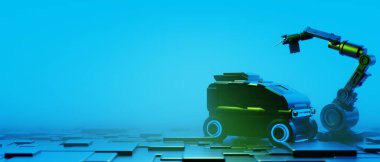 electric car charging battery station, EV vehicle transportaion  concept. 3d illustration rendering, technology of new energy, future of travel