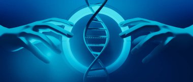 kan DNA hücresi çift sarmal yapısı, 3D çizim, sağlık hizmetleri ağı, kalp ve bakım